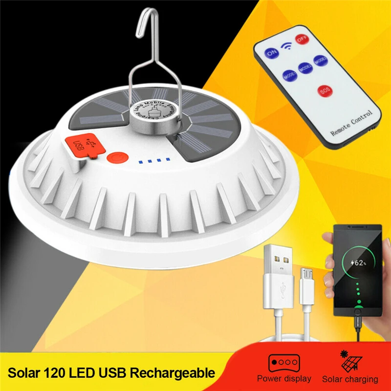 

Flying saucer light with remote control LED solar 120W with battery rechargeable LED flying solar emergency light