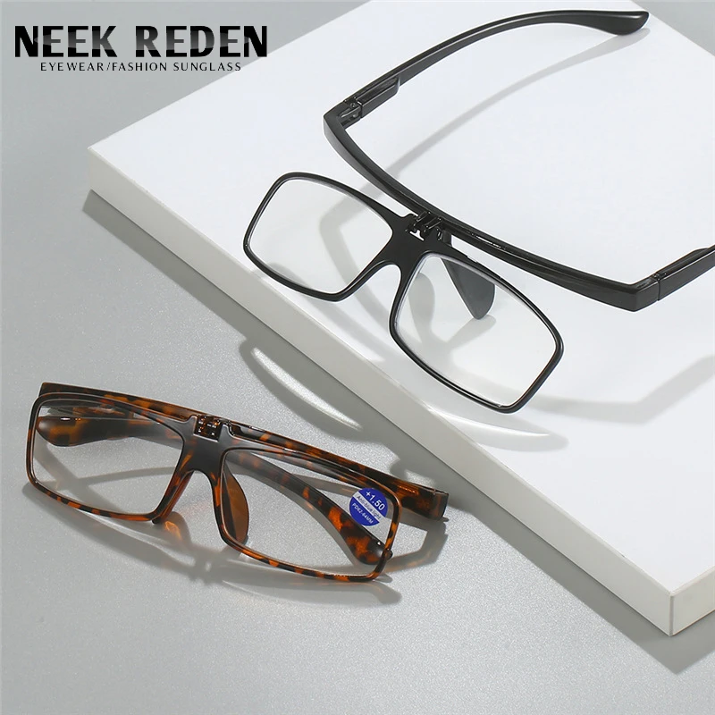 

Men's Leopard Flip Reading Glasses Clear Resin Magnifier Eyewear Presbyopic Optical Eyeglasses +0.5 0.75 1.75 2.5 2.75 3.75 4.0