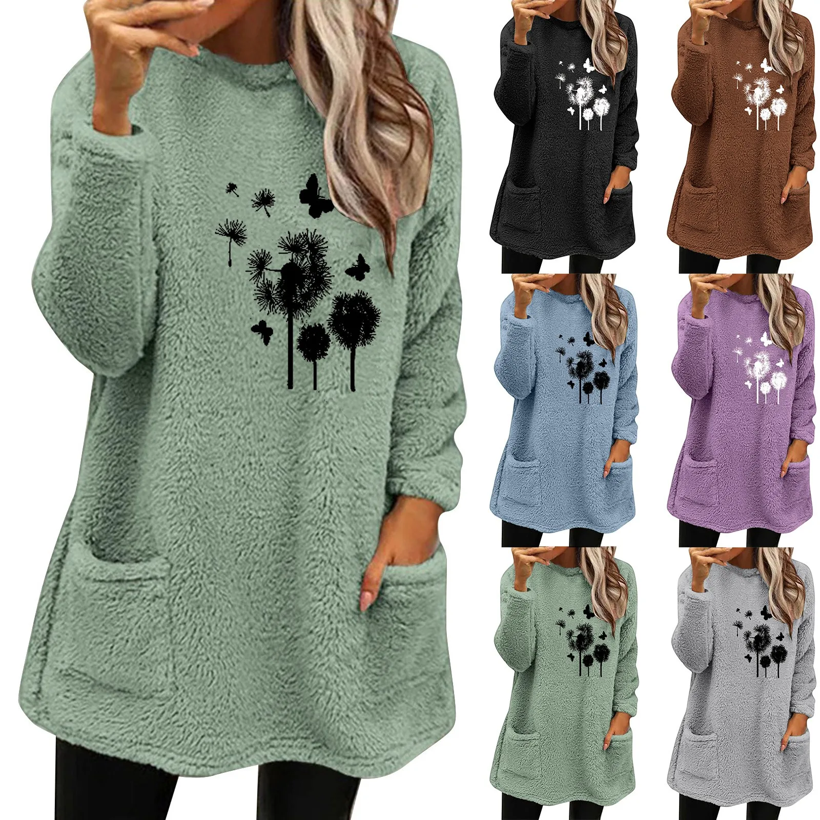 

Womens Winter Coat Loose Wool Jacket Long Suitable For Winter Autumn Spring Long Sleeve Pullover Sweatshirt For Women Trendy