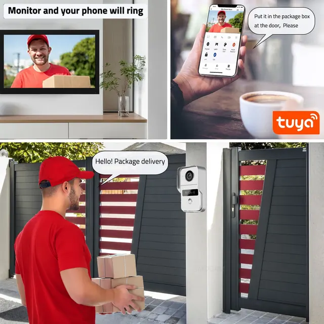 New TUYA 7 Inch 2 Monitor WiFi Video Intercom TUYA Smart Home APP Wireless Video Door Phone RFID HD Camera Access Control System 3