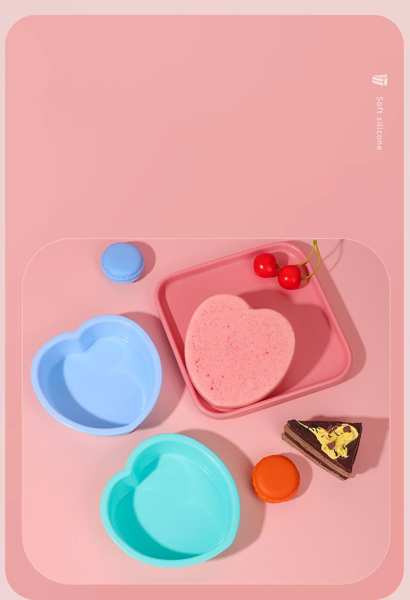 FAIS DU Silikon-Kuchenform, Herz-Kuchen-Schicht-Set, Silikon-Backform für Backwerkzeuge, Regenbogen-Kuchen und Mousse, leicht zu entformen – Detail 5