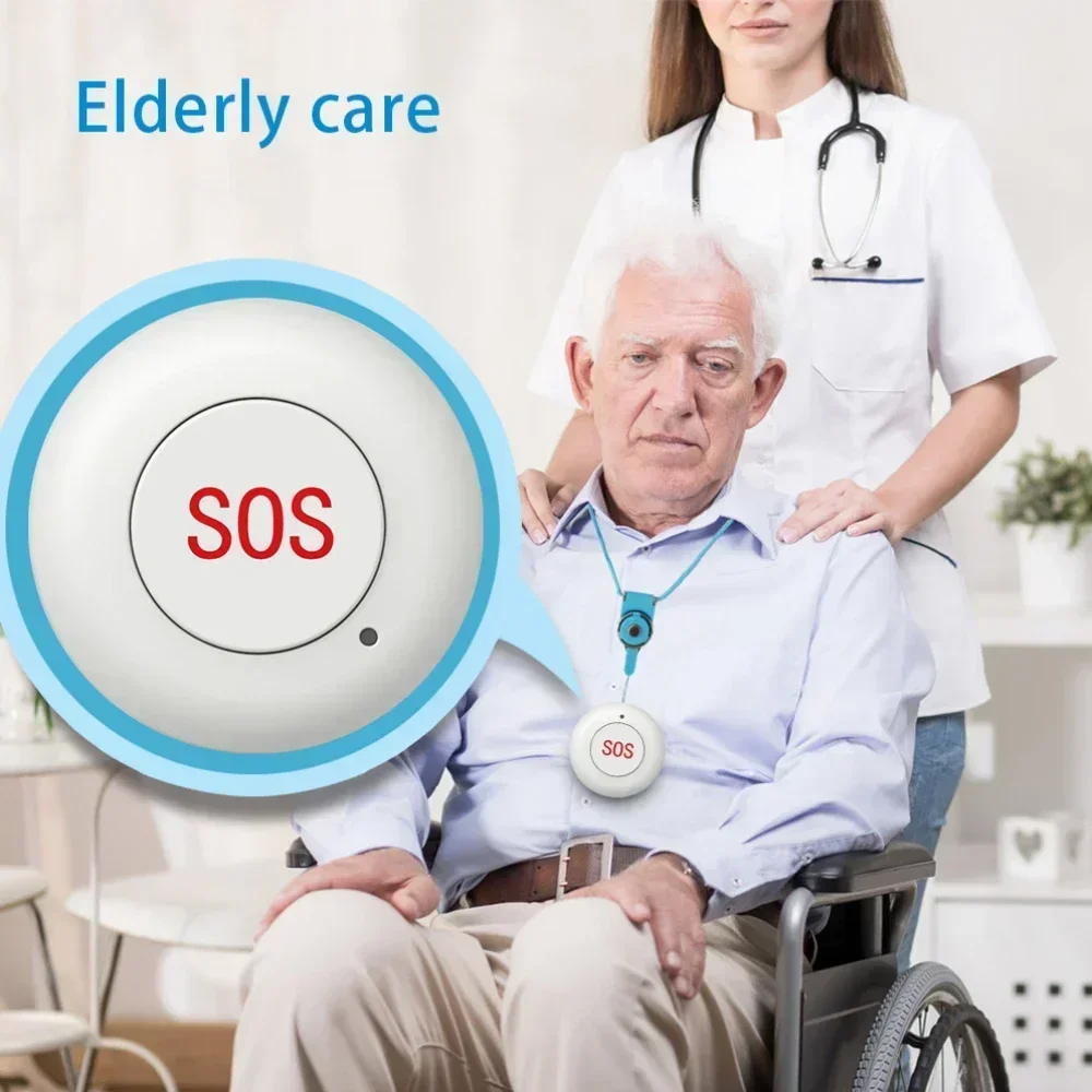 PGST Emergency Wireless SOS Medical Alert System Elder Caregiver Pager with Battery Senior Patients SOS Call Button for Elderly