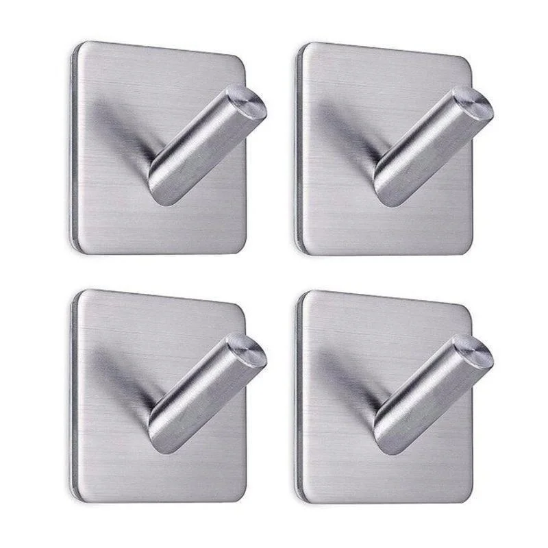 1/2pcs Stainless Steel Strong Adhesive Hooks Wall Door Clothes