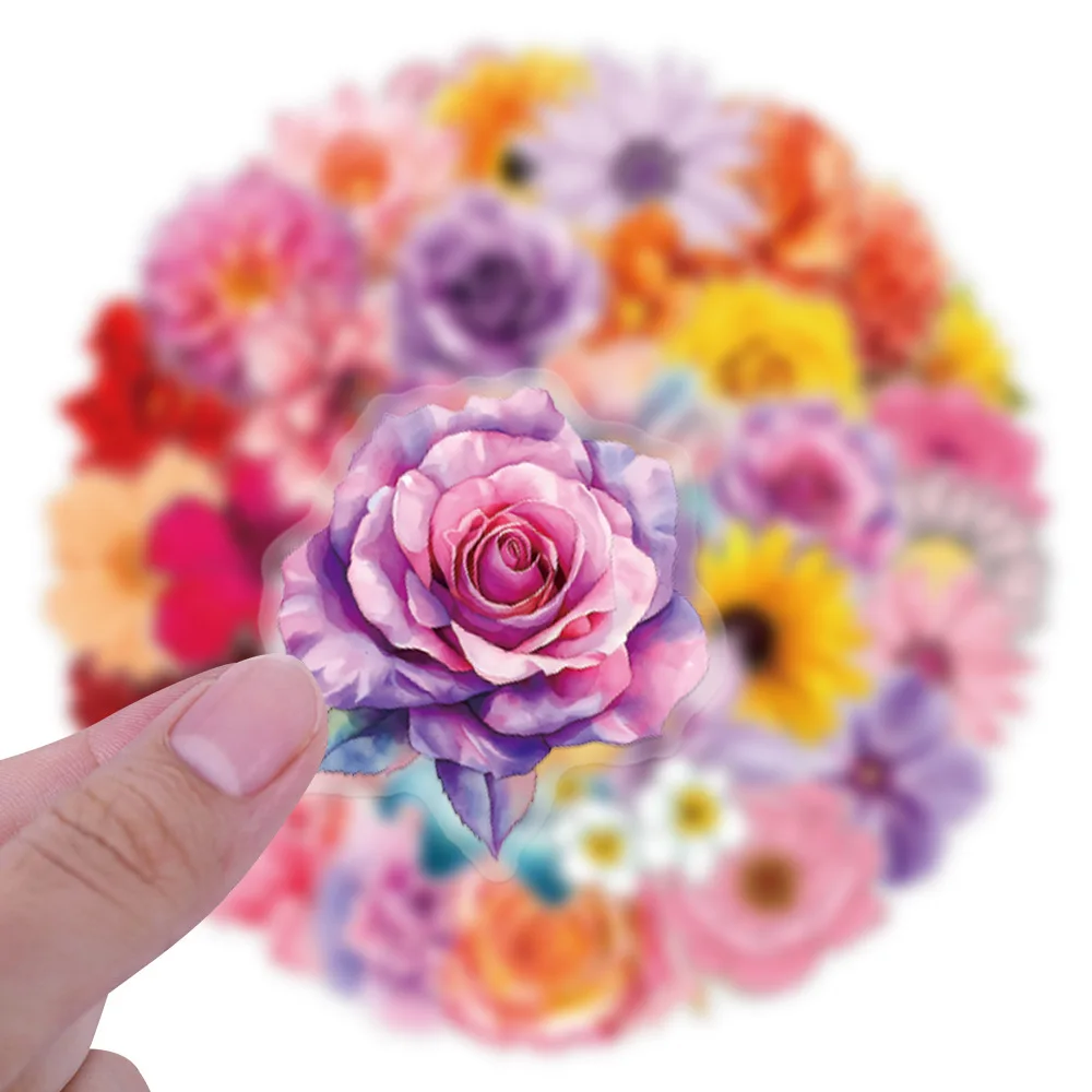 60PCS 꽃 스티커 낙서 스티커 DIY 일기 전화 케이스 수제 스크랩북 미적 스티커