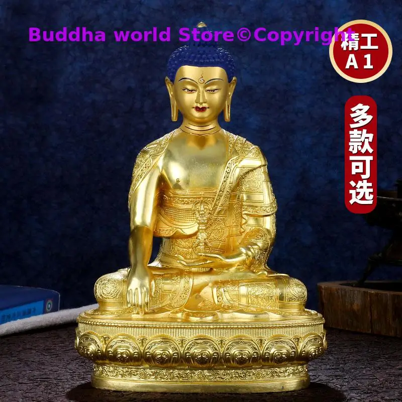 

High grade gilding golden buddha statue # Asia Buddhism Gilding golden Exorcism safety Menzuba Vajra Aksobhya buddha God statue