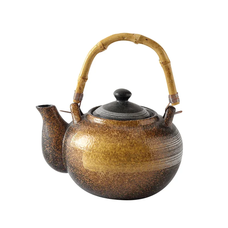 Japanese retro hand-painted ceramic teapot home hotel restaurant teapot Chinese large handle pot