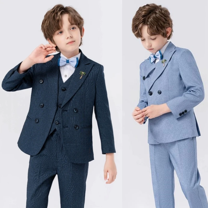 

Double Breasted Boys Suit For Wedding Party Performance Teenager Blazers Vest Pants Baptism Outfit Kids Gentlemen Costume,H162
