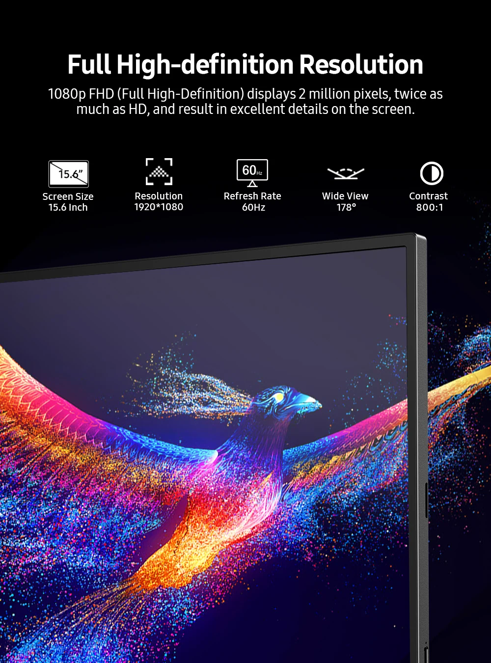 UPERFECT ޴ ̹  ġ г, 1080P  ÷, Ʈ ޴, Ps4 ġ, Xbox One, 60hz IPS ũ, 15.6 ġ