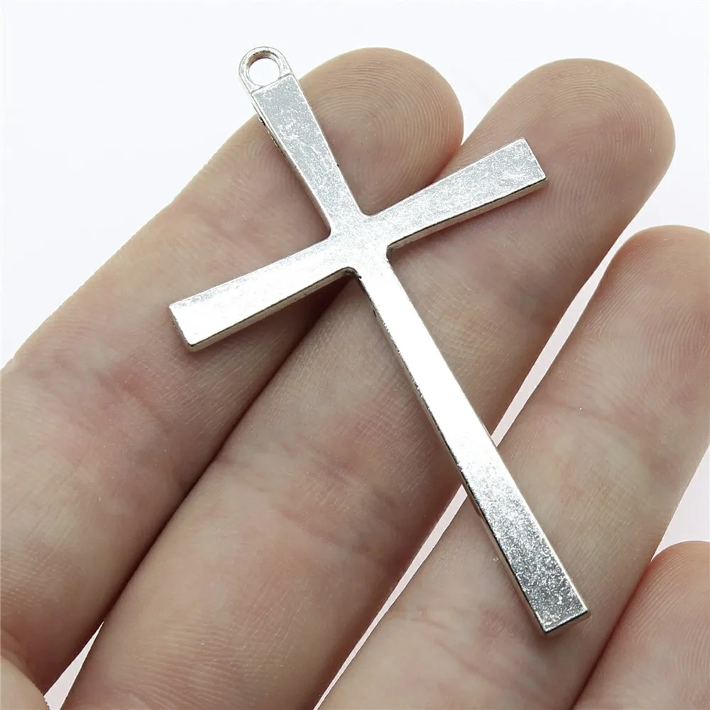 WYSIWYG 실버 앤티크 브론즈 컬러 크로스 참, 보석 제작용, 4 개, 60x36mm
