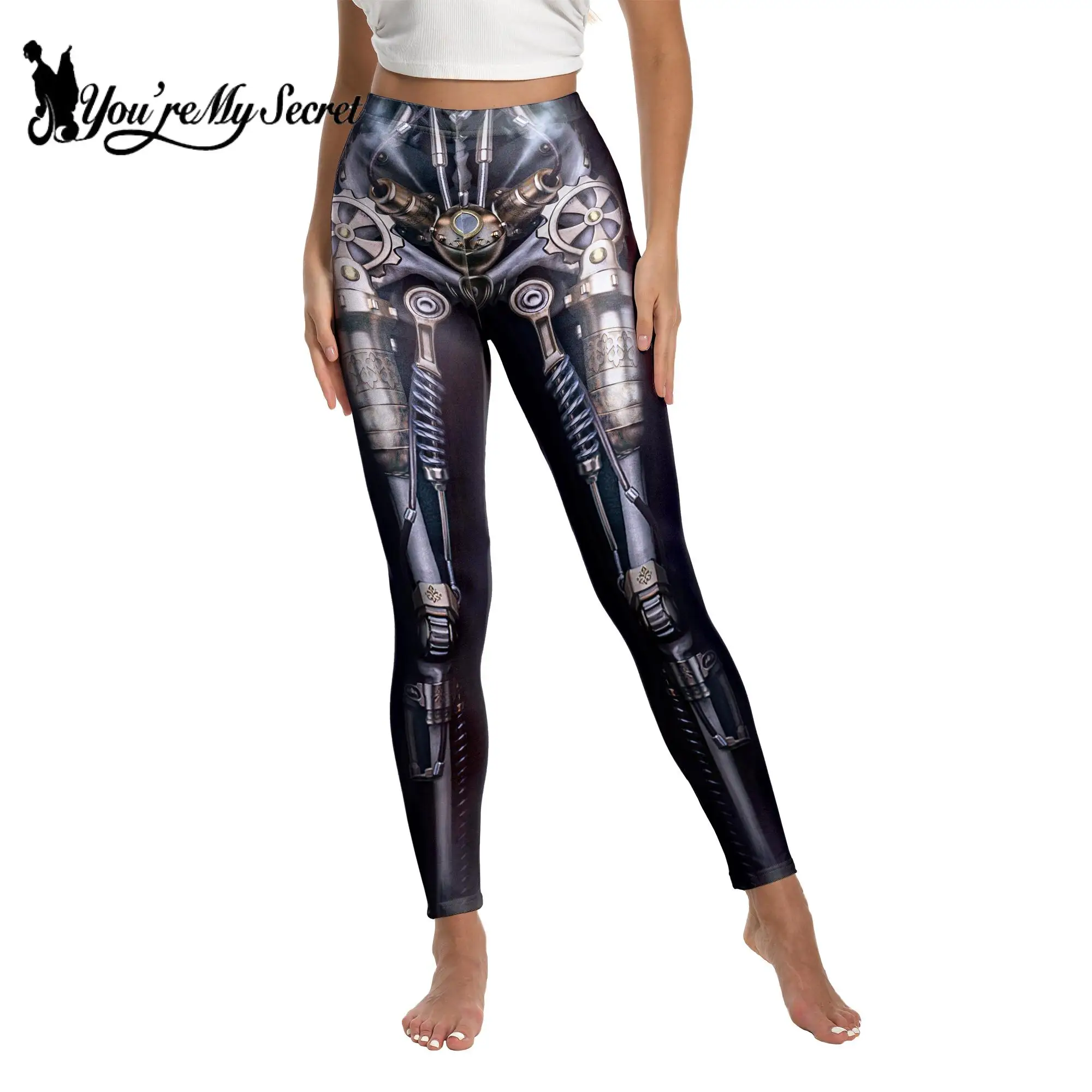

[You're My Secret] Steampunk Women's Pants Vintage Mechanical Gear Skeleton 3D Printed Sexy Fitness Leggins Female Slim Leggings