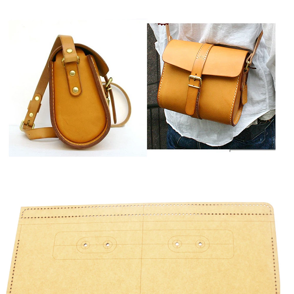 DIY leather craft shoulder bag die cutting kraft paper sewing pattern hollowed stencil template 20x18.5x10cm leather craft template sewing template