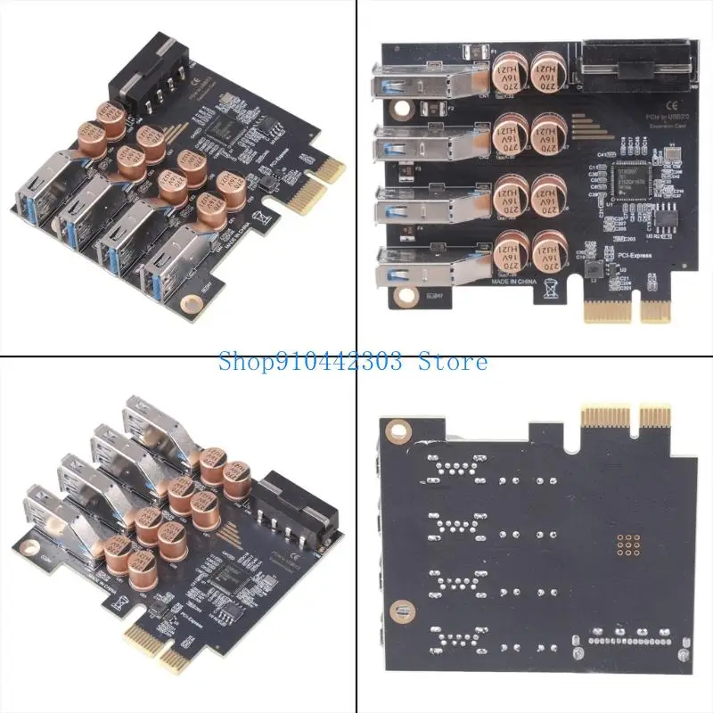 652F 실용적인 PCIe-4 포트 USB 4Pin 카드 어댑터 카드 데스크탑 마더 보드 용 데스크탑 USB PCIE USB 3.2 확장 카드