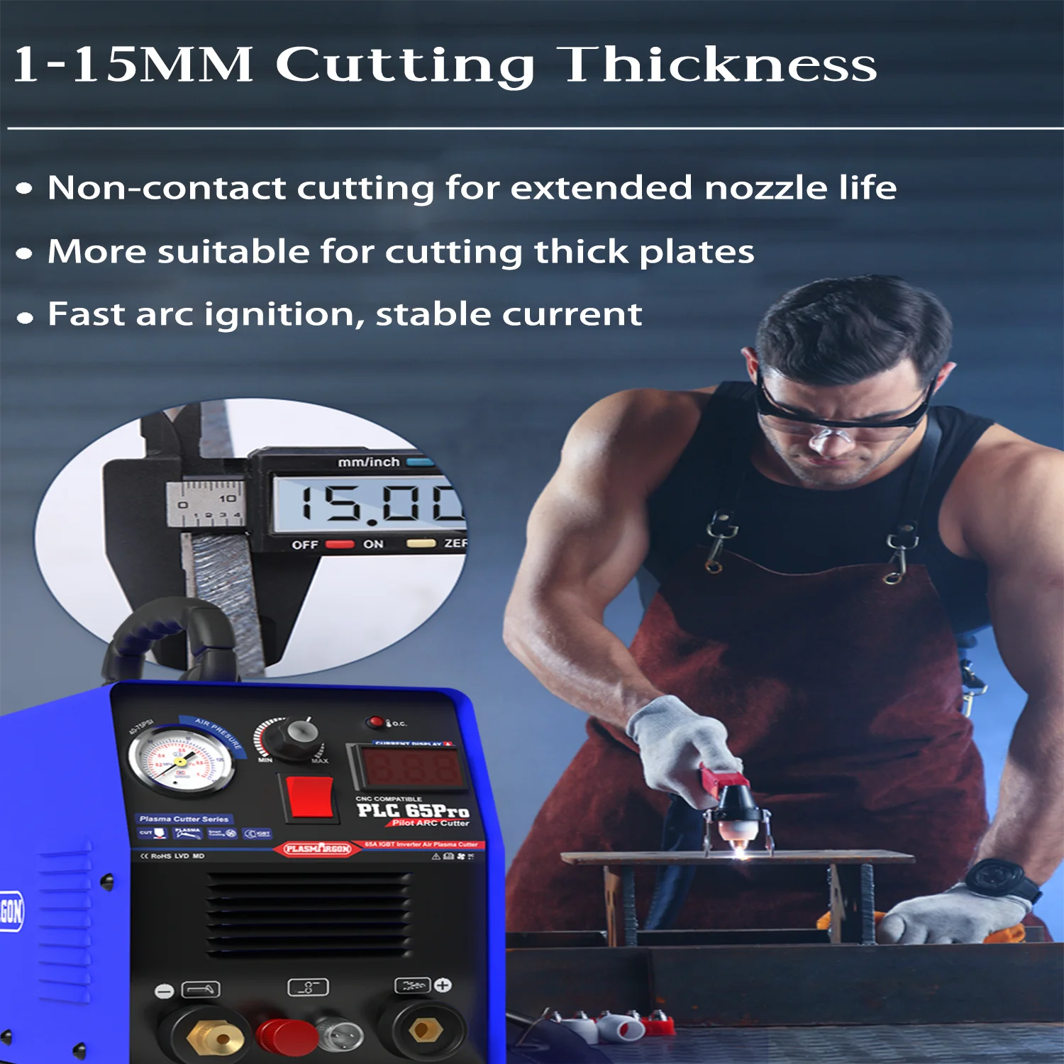 Pilot Arc CNC Plasma Inverter Machine PLC 65Pro 60Amp 110V/220V Non-HF Digital Control Portable Cutting Equipment 18MM Clean 4