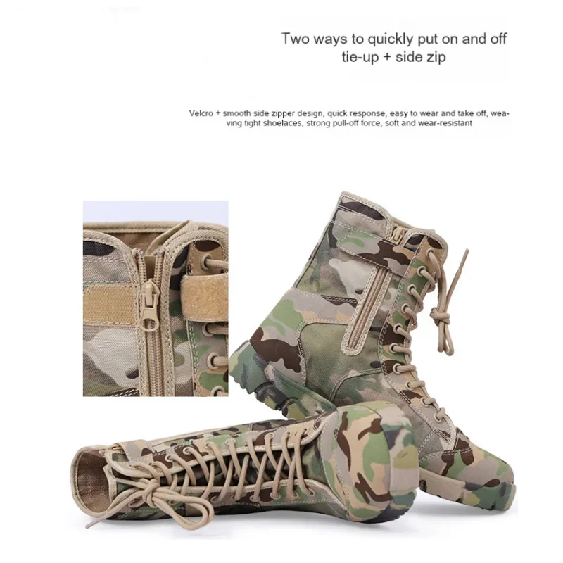 Summer Fashion Men Boots Outdoor Leather Military Boots Breathable Army Combat Boots Plus Size 46 Desert Boots Walk Shoes Autumn