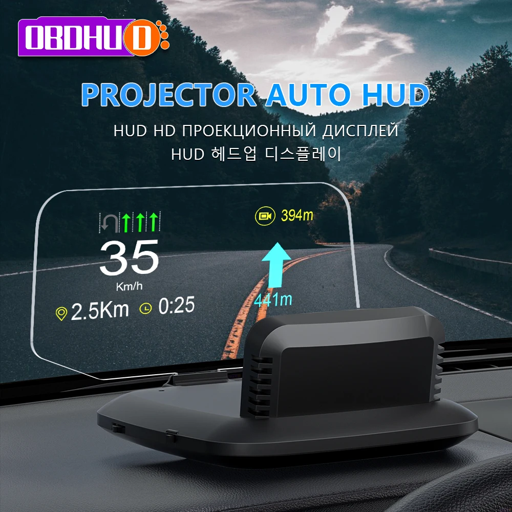 

OBDHUD C1 OBD2 GPS HUD двойная система цифровой измеритель скорости пробега Универсальный навигационный проектор Автомобильная сигнализация проекционный дисплей