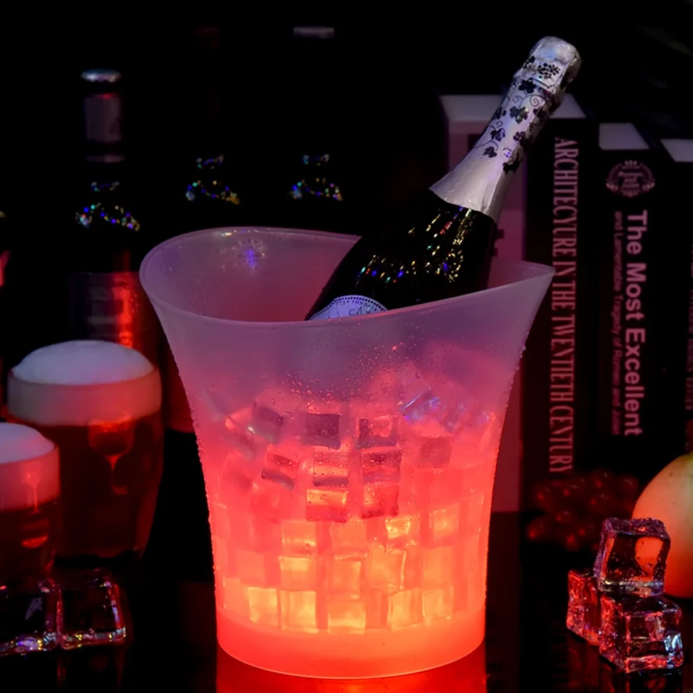 5L Color LED Ice Bucket Waterproof Plastic Light Up Champagne Beer Buckets For Bars Nightclubs Night Party