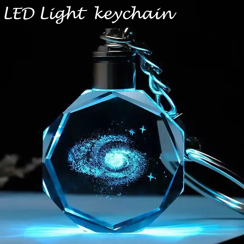 Crystal Keyring with LED Light inside Commemorative Pendant Souvenir for Luminous Interior Accessories