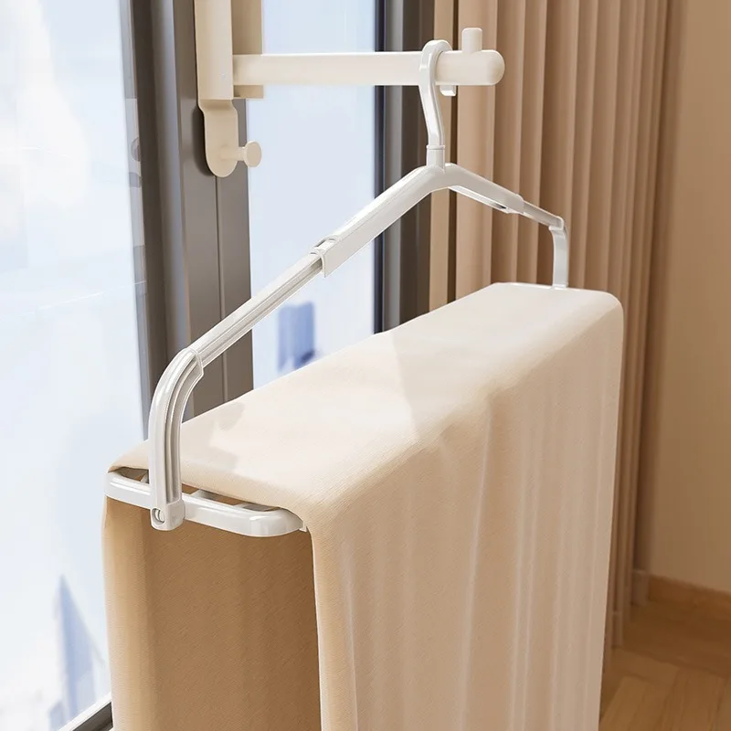 Foldable Telescopic Clothes Hanger Anti-Slip PP Drying Rack for Home Towels Bed Sheets Quilt Covers Windproof & Stable Hangers