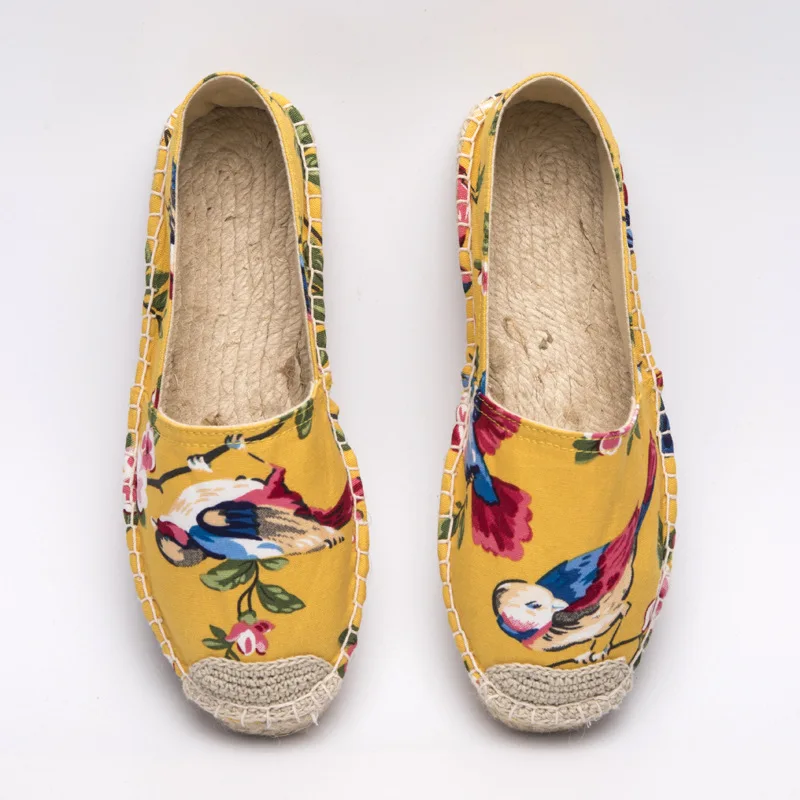 

Summer Flower Cloth Lazy Fisherman Antique Grass Woven Single Shoes Women's Flat Bottom Colorful Casual Shoes