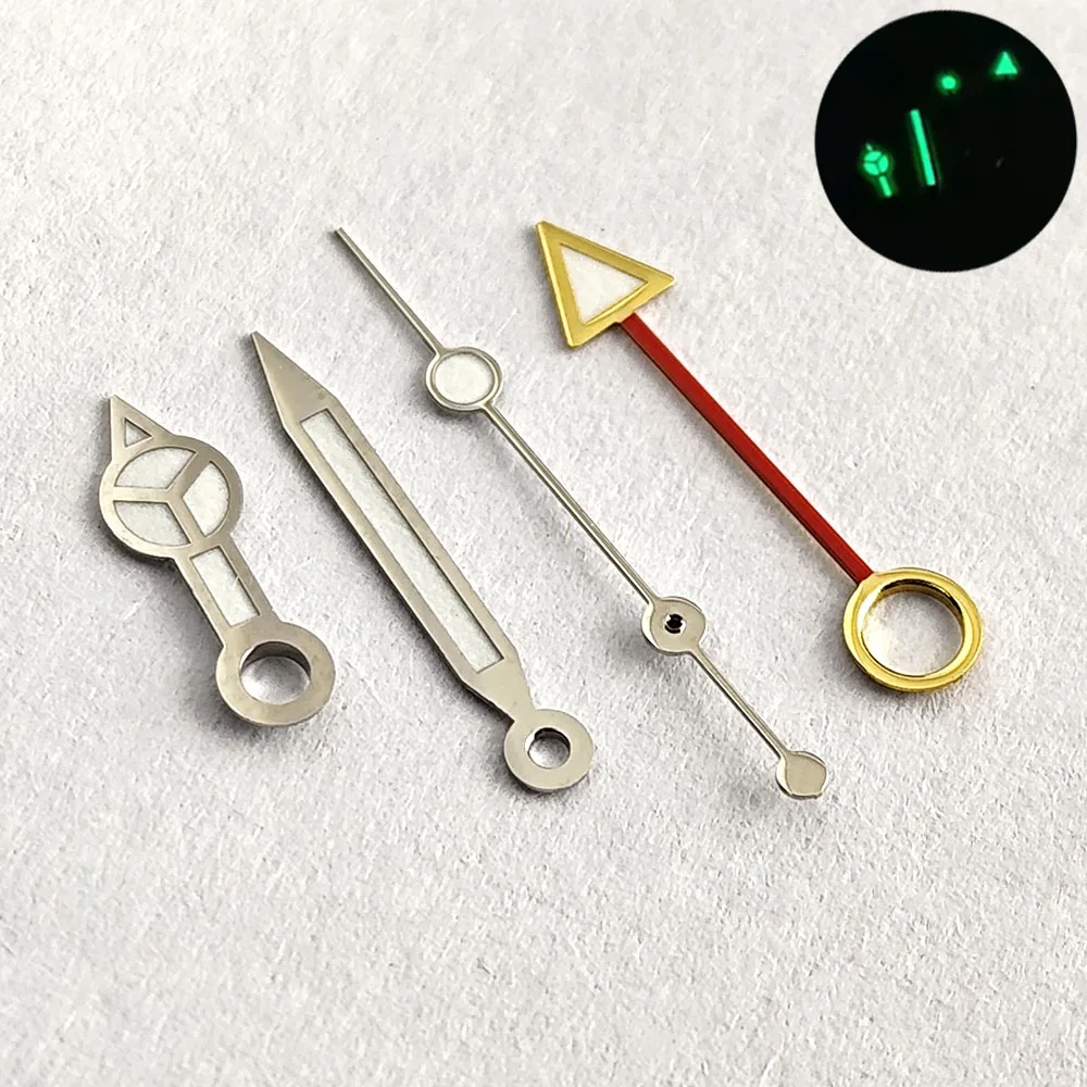 Enhanced GMT Luminous Watch Hands in Blue & Green