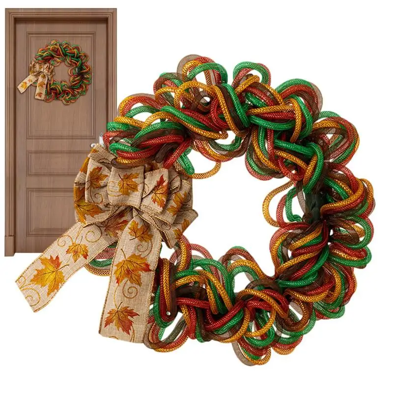 

Fall Harvest Door Wreath Maple Leaf Autumn Garland For Thanksgiving Indoor Outdoor Wreath Decor For Autumn For Entryway Walls