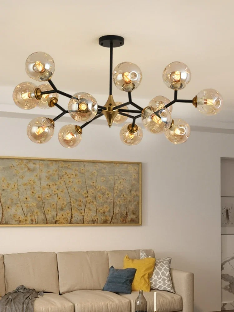 Nordic LED Ceiling Chandelier Glass Ball Black Pendant Lights Home Decor Hanging Lusters Fixture Living Dining Room Bedroom led chandelier ceiling chandelier led pendant light