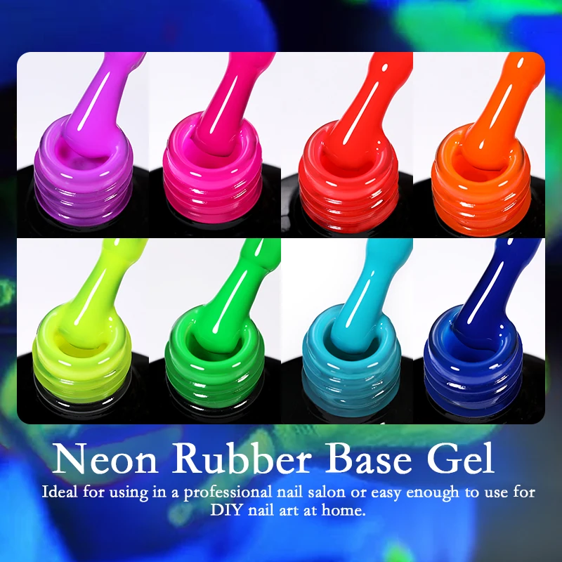 Ur Suiker 7Ml Neon Fluorescerende Rubber Basisgellak Zomerkleur Nagellak Weken Van Uv Led Nail Art Lak Manicure