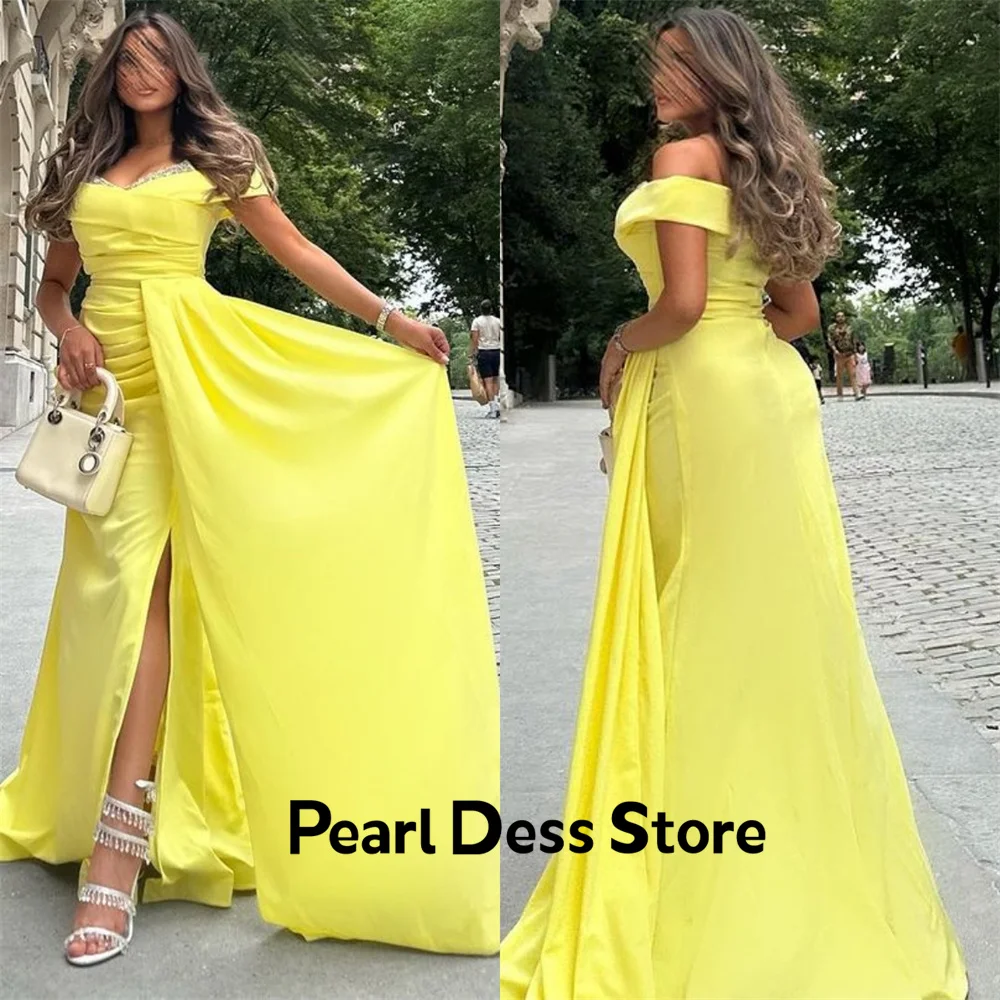 

Elegant Off Shoulder Prom Dress Foldable Sequins Cocktail Party Dress Satin Formal Evening Dress