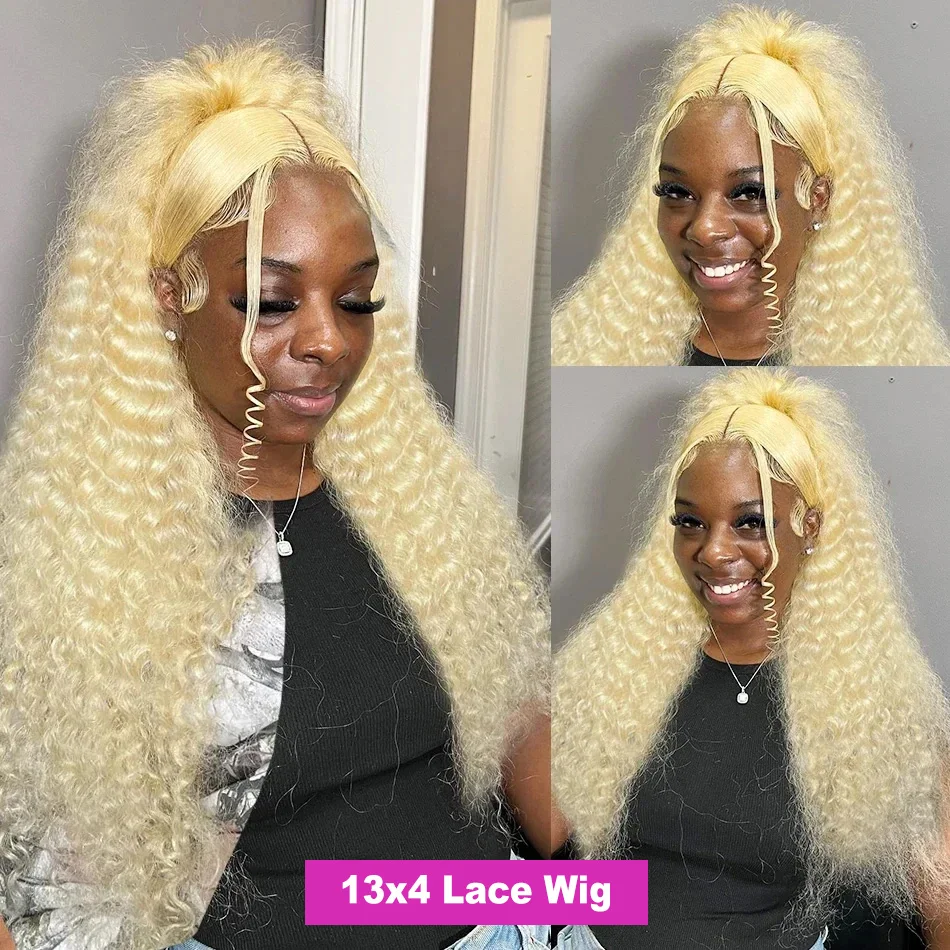 40 Inch 613 Blonde Deep Wave HD Transparent Lace Front Wigs PrePlucked 13x4 13x6 Curly Colored Frontat Human Hair Wig For Women 2