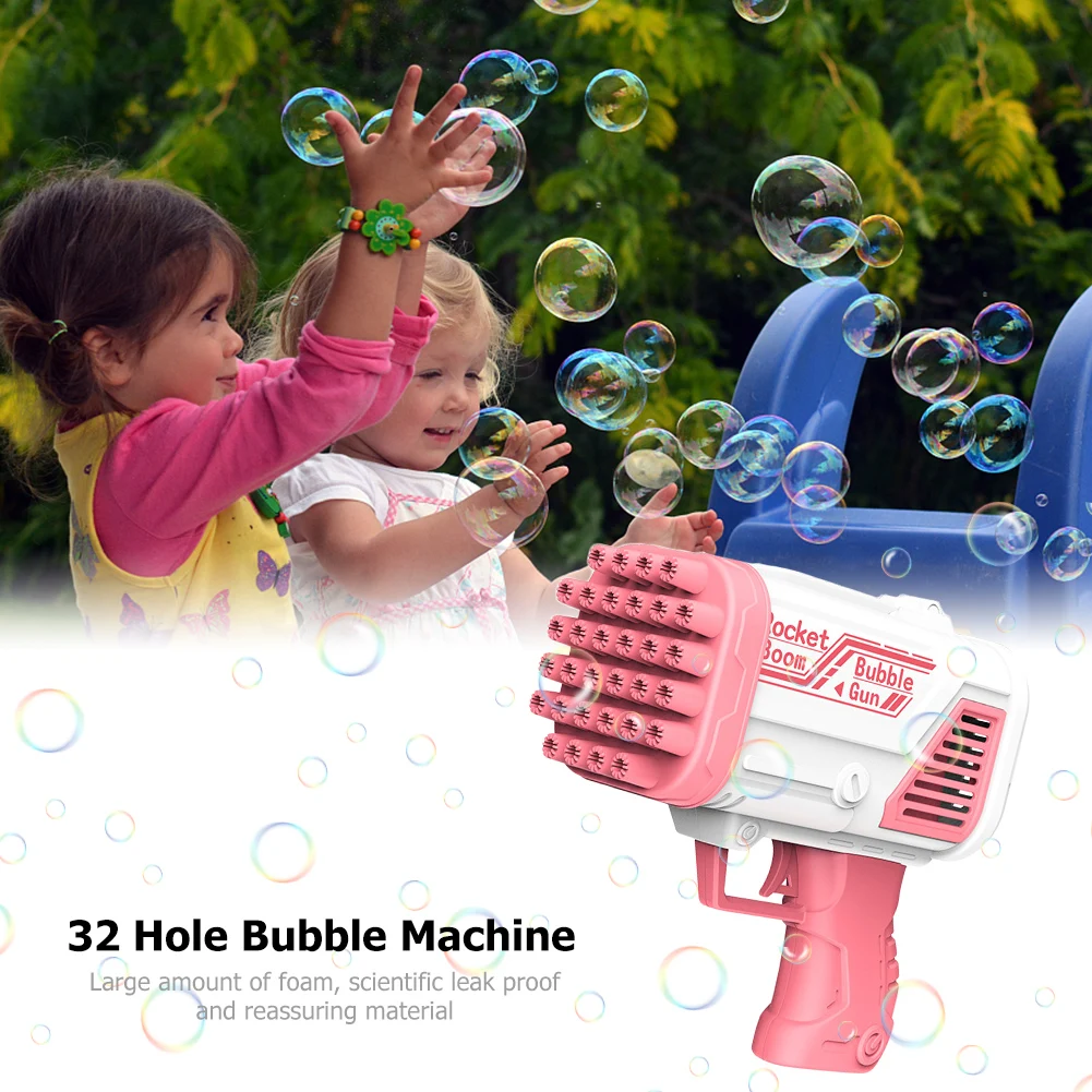 32 Hole Handheld Bubble Gun Kids Toy Bazooka Bubbles Machine Soap Blower Children's Outdoor Toy Kids Bathing Toys For Boys Girls 5