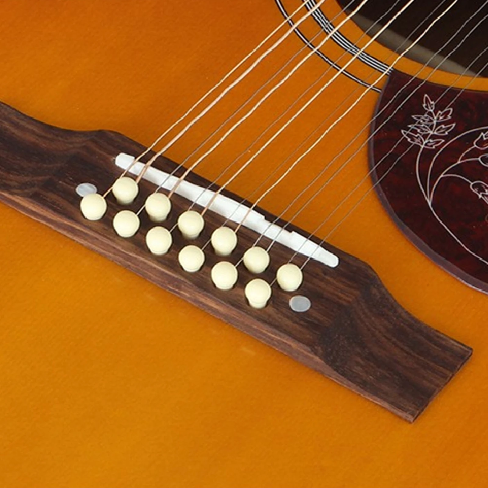 Miwayer 1 Pair 6-12 String Acoustic Classical Guitar Bone Bridge Multiple Saddle and Nut Made of Real Bone