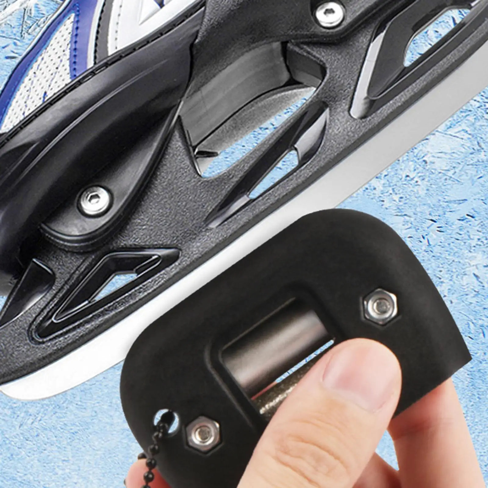 Ice Skate Sharpener Ice Skating Edge Blade Sharpener Professional Double Rods Manual Grindstone for Ice Hockey Skates (Black)