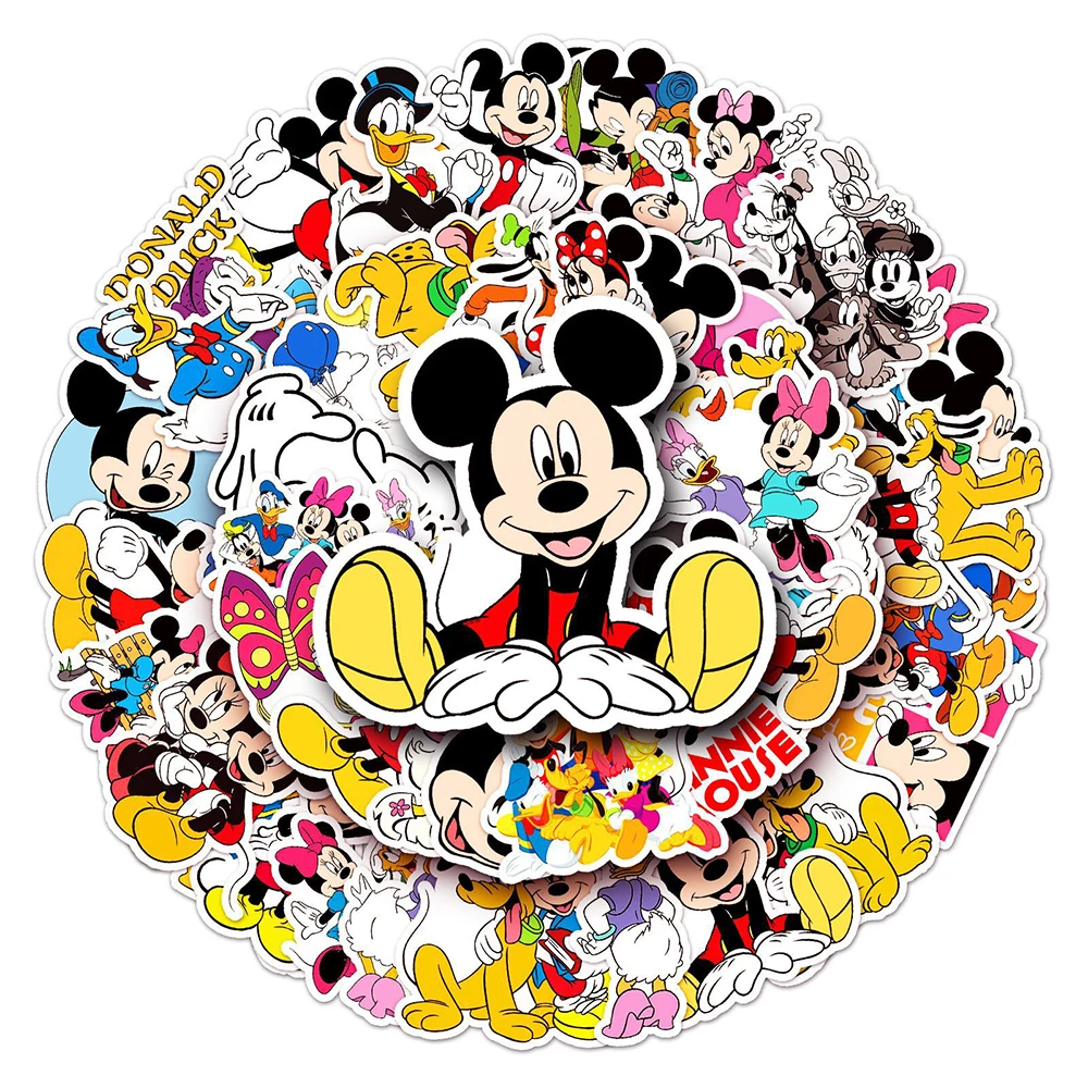 

10/30/50pcs Disney Cute Cartoon Mickey Mouse Stickers for Laptop Scrapbook Phone Waterproof Kawaii Children's Stickers Kids Toys