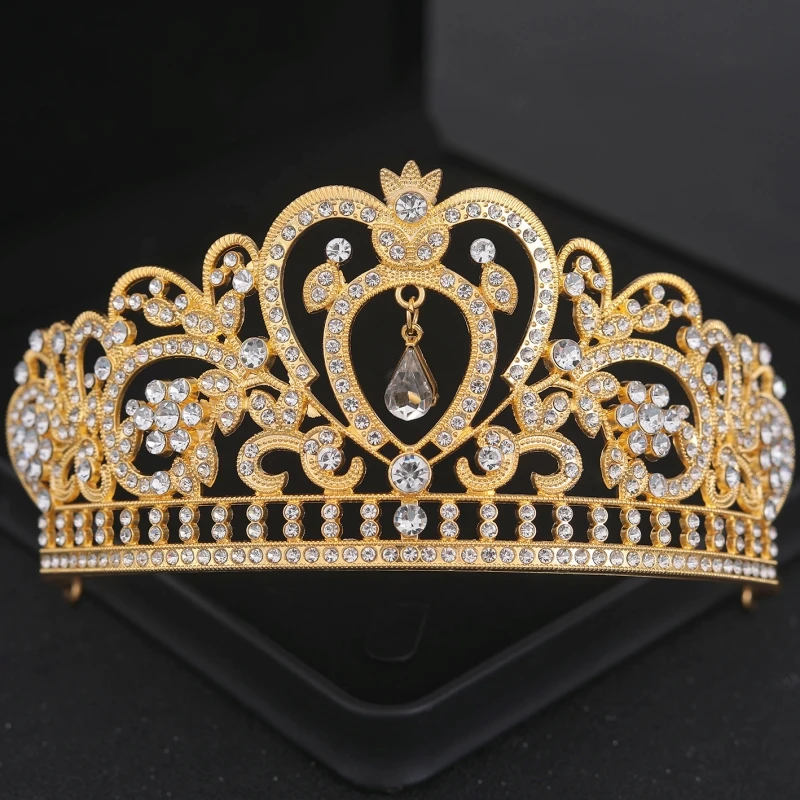 Gold Color Crystal Tiara Crown Party Prom Tiaras And Crowns Diadem For Women Bridal Wedding Hair Accessories Jewelry Crown Gifts