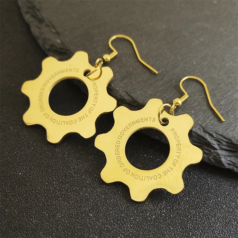 Vintage Game War Machine Ohrringe Edelstahl Reaktion Ofen Für Frauen Männer Gold Farbe Getriebe Tropfen Ohrring Rock Schmuck