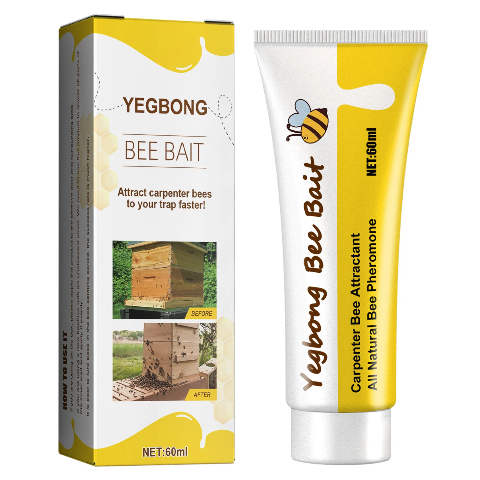 Bee Attractant Melon Orchard Adhesive Needle Tip Bee Keeping Tool 60ml Beekeeping Supplies For Gardens and Courtyards Paste