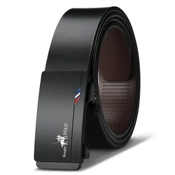 Oyifan Black Genuine Leather Designer Belt for Men - Fashion Slide Ratchet Casual Belt (1001-WY)