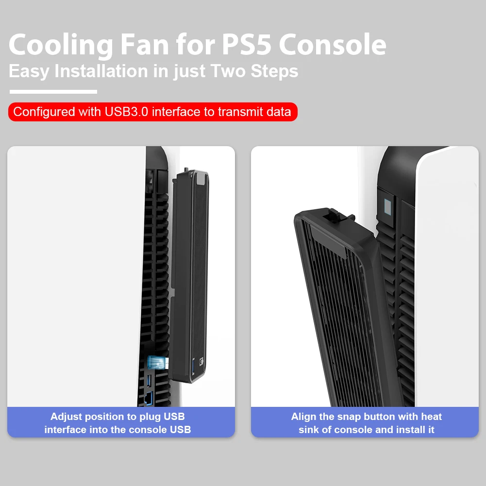 효율적인 냉각 시스템, 저소음 냉각 선풍기, 선풍기 LED 조명, PS5 디스크 및 디지털 에디션용 팬 3 개, 5500RPM, USB3.0