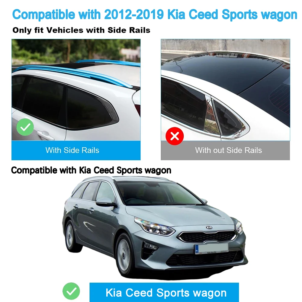 2Pcs Roof Bars for Kia Ceed Sports wagon Ceed SW Estate 2012-2019