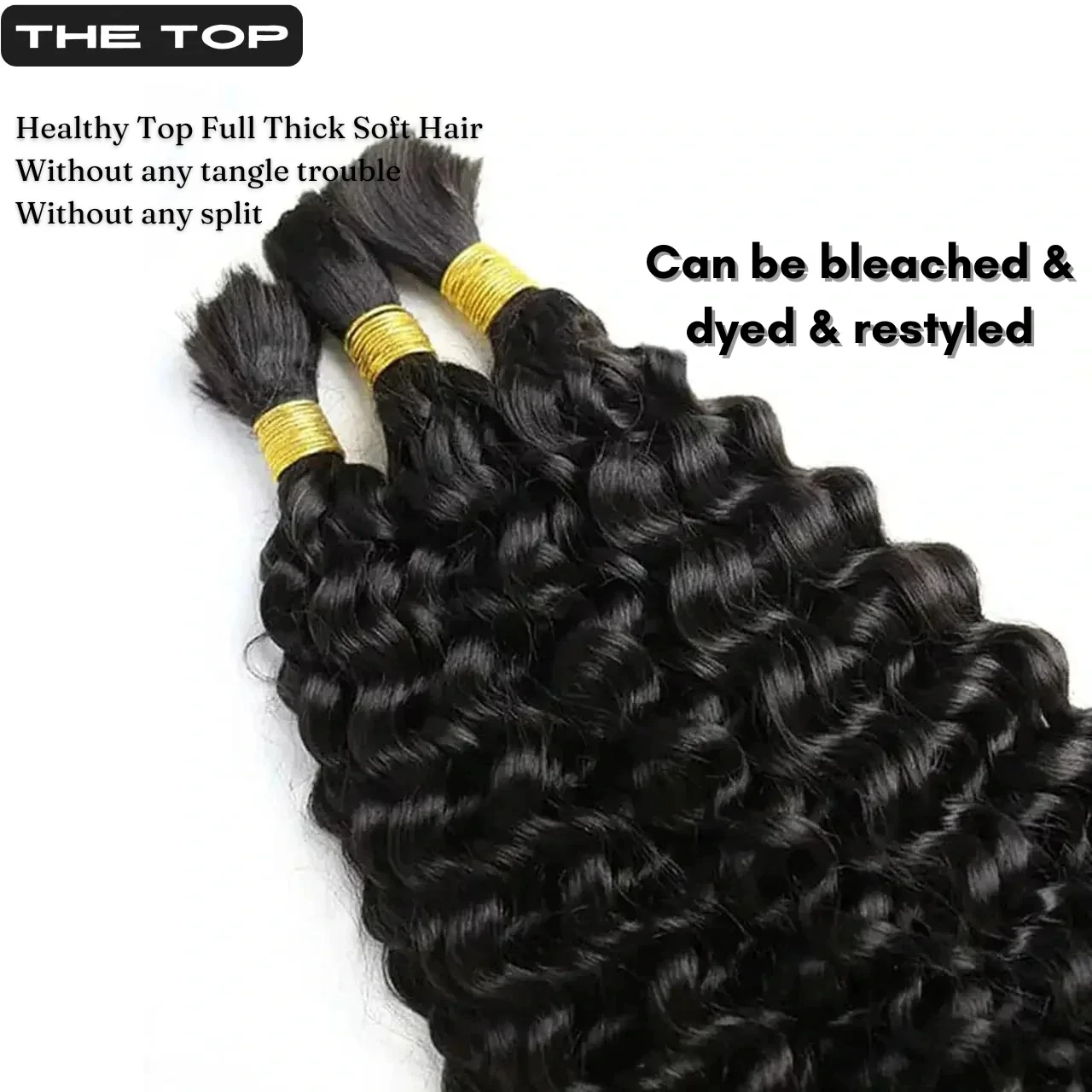 100% Human Hair Bundles For Braiding Deep Wave Virgin Hair Extensions Natural Color Braids No Weft Bulk Extension For Women