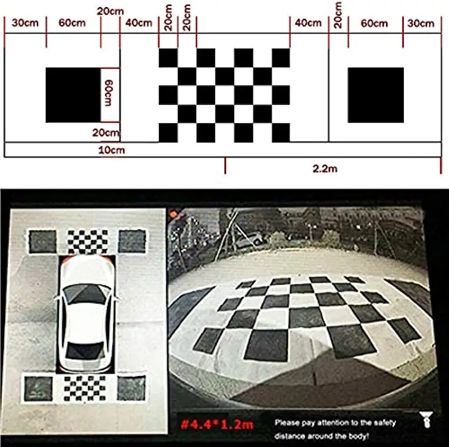 Car 360 Panoramic System Camera Calibration Clothes 2/4 Pcs Standard Debugging 440*120CM 3D Bird View Surround Check Safe Drive Car 360 Calibration Cloth