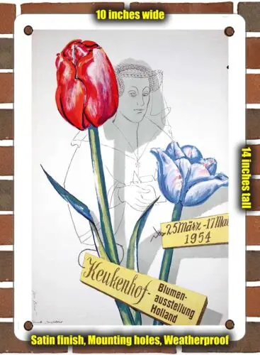 

Металлическая вывеска-выставка цветов кенкоф 1954, Голландия-10x14 дюймов