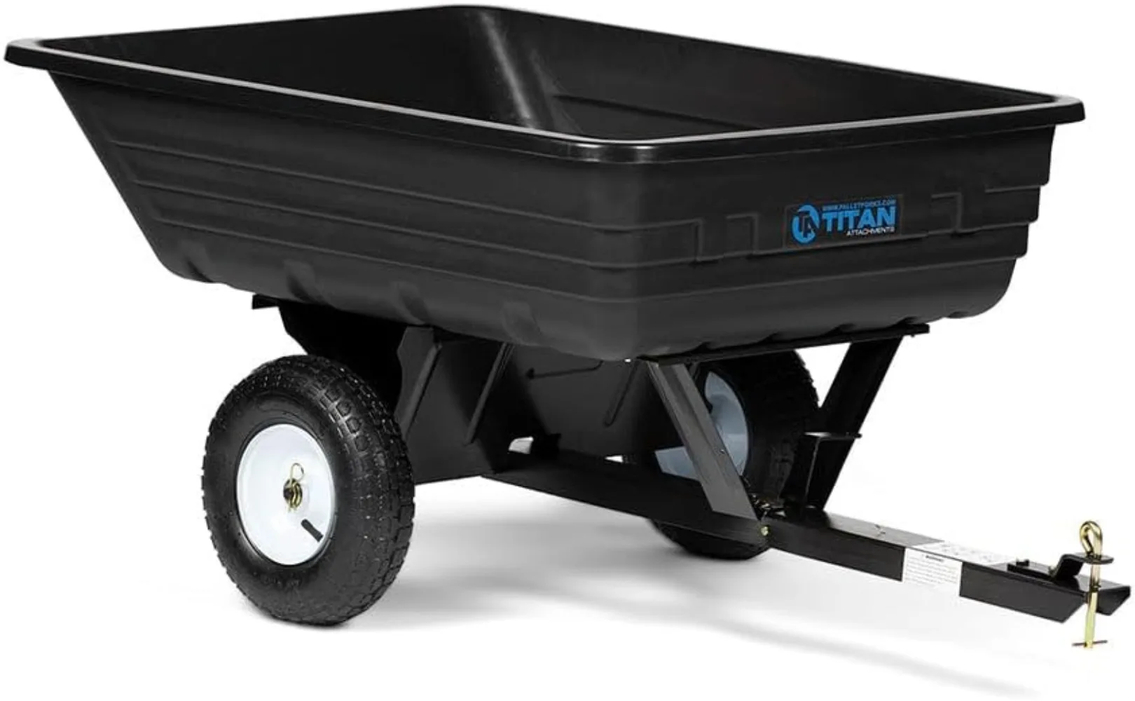 400 LB (10 Cu. Ft.) Economy Dump Cart, Tow-Behind Poly Cart for Lawn/Garden Tractors, ATVs, and UTVs, Hands-Free Unloading