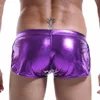 Sexy Men Boxers Shorts Low Waist Male Panties Legs Slit Underpants Imitation Leather Exotic Stage Show Night Club Gay Underwear 6