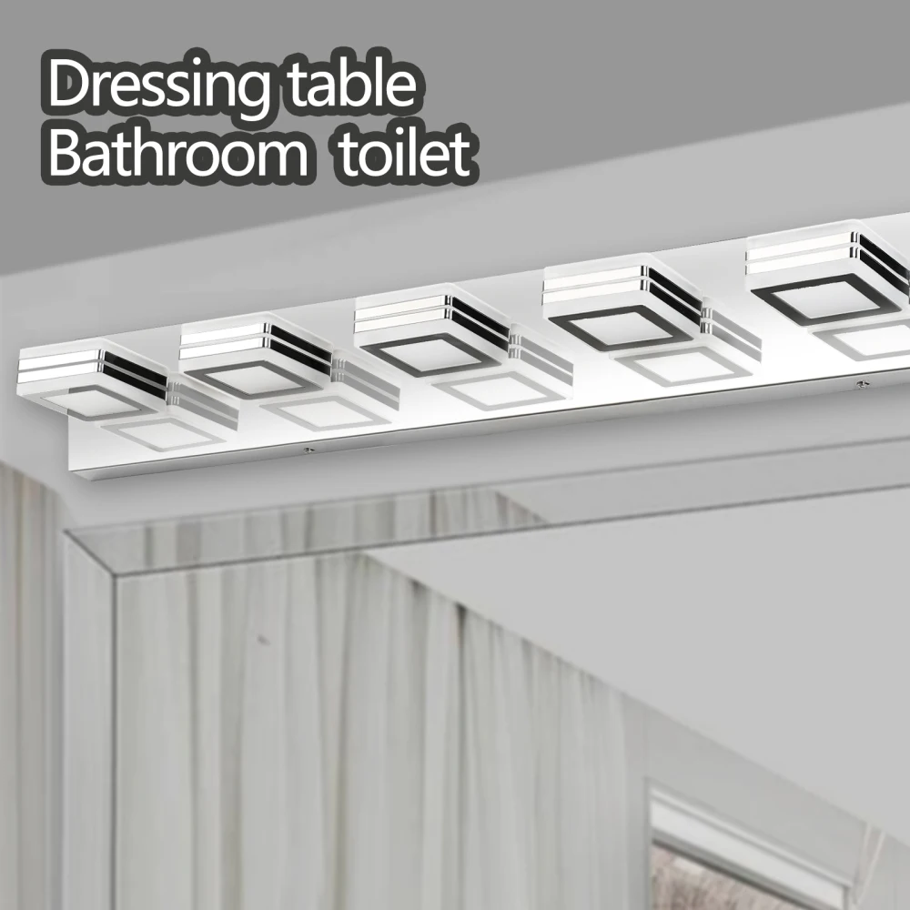 LED Modern Chrome Makeup Light, 6-Lights Acrylic Chrome Makeup Mirror Light Mirror Light Bathroom Vanity