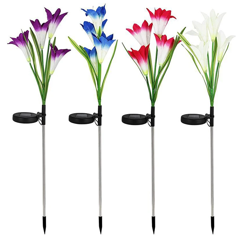 

Solar Garden Lights Solar Lily Flower Lights Multi-Color Changing Landscape Lighting Outdoor Solar Ground Lights