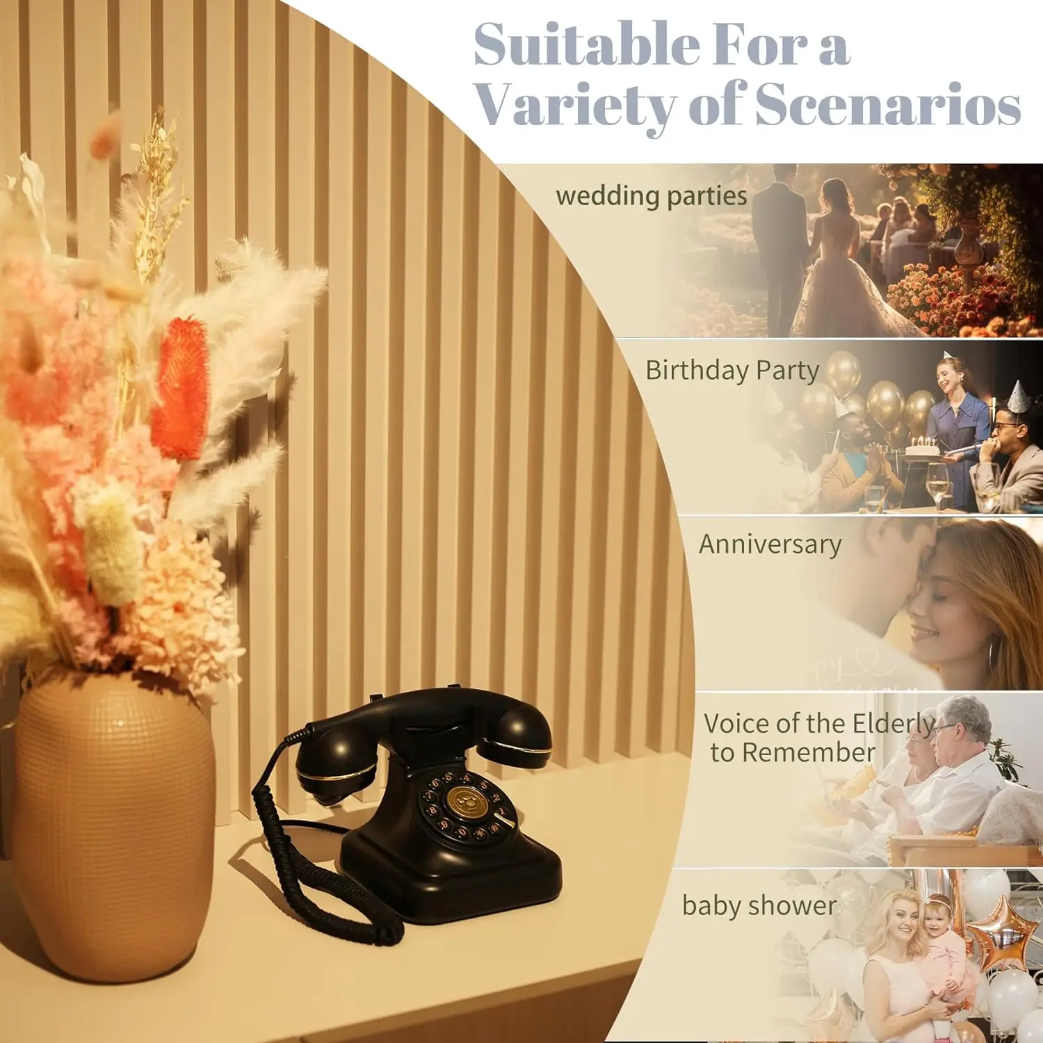 voice guest book phone retro style antique voice guestbook phone message audio recorder vintage wedding party retro voice guestbook phone