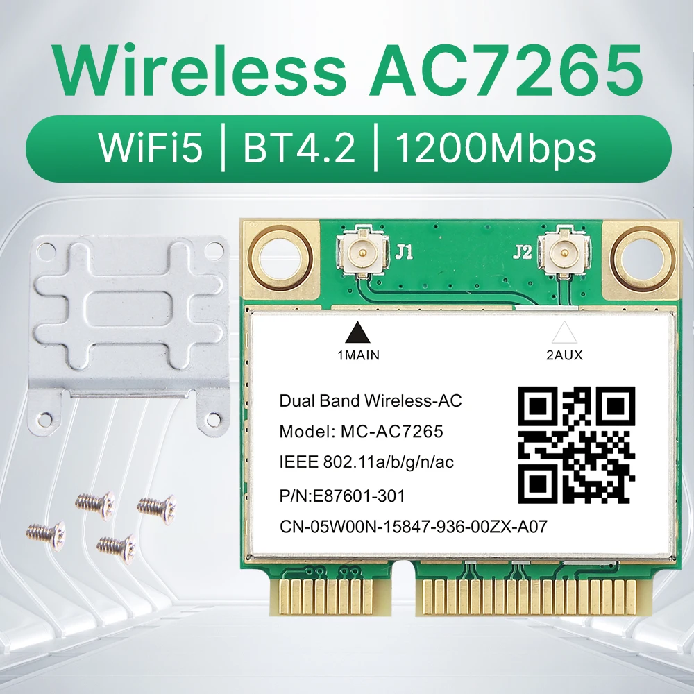 Wifi 5 AC7265 1200Mbps BT4.2 802.11ac Wifi 카드 무선 미니 PCI-E 네트워크 어댑터 7265 듀얼 밴드 2.4Ghz5Ghz 노트북