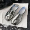 Women Split Toe Tabi Flats Woman Loafers Shoes Slip On Shallow Pump Shoes Silver Crack Flats 5