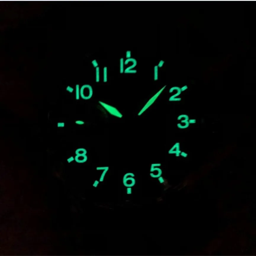 Sapphire Crystal Or Mineral Glass 44mm GEERVO No Black Dial Asian ETA6497 Mechanical Movement Luminous Pilot Men's Watch 1